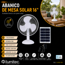 Abanico De Mesa Solar 16" 15W Panel Solar Acabado Blanco