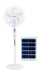 ABANICO DE PIE SOLAR 16", 3 VELOCIDADES, CON LUZ NOCTURNA,  15W PANEL SOLAR 9V/12W AC ADAPTADOR, 110-240V, 50-60HZ, BAT.12000MAH, ACABADO BLANCO.