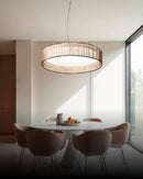 LÁMPARA COLGANTE DECORATIVA CON LUZ  LED 30W, AJUSTE DE TONALIDAD DE LUZ CCT 30K, 40K,60K, ACABADO WOOD / RATAN ACRILICO