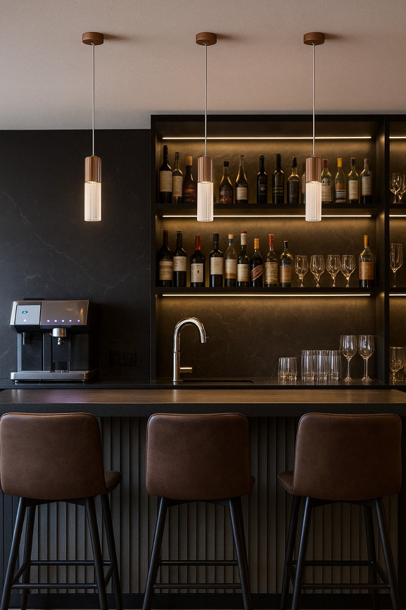 LÁMPARA COLGANTE DECORATIVA 1XGU10-25W ACABDO COFFEE/ METAL VIDRIO