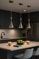 LÁMPARA COLGANTE DECORATIVA 1XE27-40W ACABADO SATIN NICKEL/ METAL