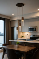 LÁMPARA COLGANTE DECORATIVA 3XGU10-25W ACABDO COFFEE/ METAL VIDRIO