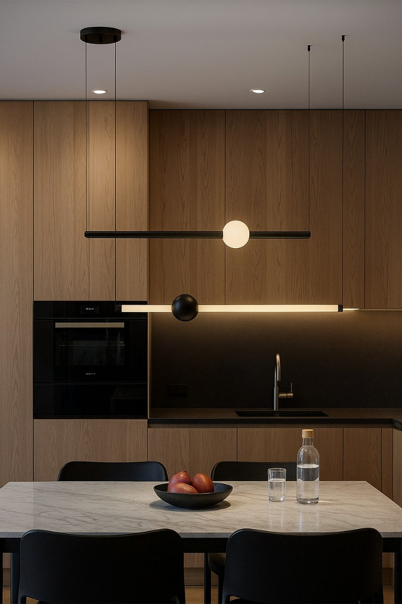 LÁMPARA COLGANTE DECORATIVA CON  LUZ LED 15W ACABADO BLACK / ACRÍLICO METAL