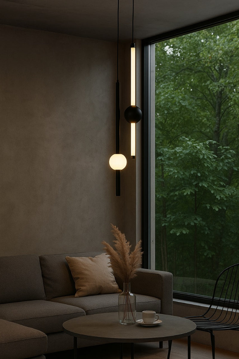 LÁMPARA COLGANTE DECORATIVA LED 15W ACABADO NEGRO/ ACRíLICO METAL