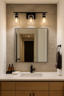 Lámpara De Pared Decorativa 3Xe27-40W (No Incluido) Acabado Black / Vidrio Metal.