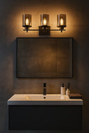 Lámpara De Pared Decorativa 3Xe27-40W (No Incluido) Acabado Black / Vidrio Metal.