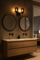Lámpara De Pared Decorativa 2Xe27-40W (No Incluido) Acabado Black / Vidrio Metal.