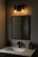 Lámpara De Pared Decorativa 2Xe27-40W (No Incluido) Acabado Black / Vidrio Metal.
