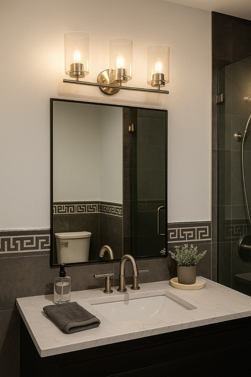 LÁMPARA DE PARED DECORATIVA 3XE27-40W (NO INCLUIDO), ACABADO SATIN NICKEL/ METAL VIDRIO