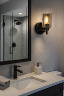 Lámpara De Pared Decorativa1Xe27-40W (No Incluido) Acabado Black / Vidrio Metal.