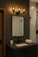 Lámpara De Pared Decorativa 3Xe27-40W (No Incluido) Acabado Black / Vidrio Metal.