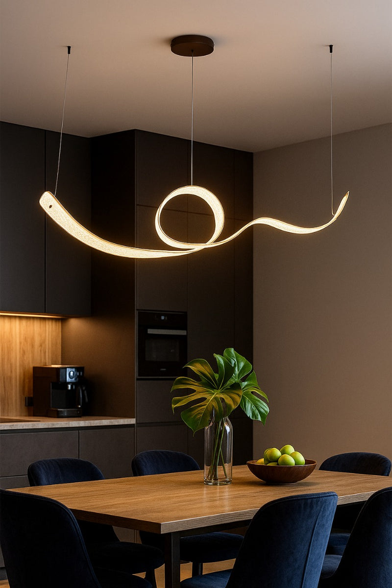 LÁMPARA COLGANTE DECORATIVA CON LUZ LED 50W ACABADO COFFEE/ ACRÍLICO METAL.