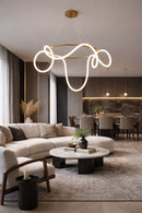 Lámpara Colgante Decorativa Con Luz Led 43W Acabado Golden/Metal Acrílico.