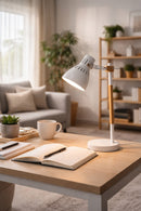 Lámpara De Mesa De Escritorio Decorativa 1Xe27-11W (No Incluido) Acabado White Wood/Metal.