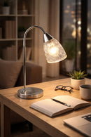 Lámpara De Mesa 1Xe27-40W (No Incluido) Acabado Chrome Clear/ Vidrio.