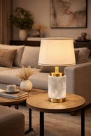 Lámpara De Mesa Decorativa 1Xe27-40W Acabado white Beige/ Metal.