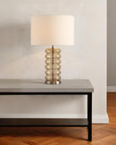 Lámpara De Mesa Decorativa 1Xe27-60W(No Incluido) Acabado Ambar / Metal Vidrio.