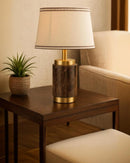 Lámpara De Mesa Decorativa 1Xe27-40W Acabado Bronce Beige/ Metal.