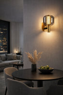 Lámapra De Pared Decorativa Con Luz Led 10W Acabado Golden Humo/ Metal Vidrio.