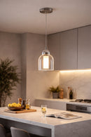 Lámpara Colgante Decoractiva Con Luz Led 9W Acabado Black Chrome / Metal Vidrio