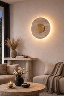 Lámpara De Pared Decorativa Con Luz Led 14W Acabado Brass Travertino.