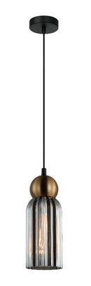 LÁMPARA DE TECHO COLGANTE DECORATIVA 1XE27-40W (NO INCLUIDO) 110-240V, 50-60HZ, GRADO DE PROTECCION IP20, ACABADO SMOKE + BRASS.