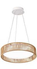 LAMPARA COLGANTE DECORATIVA LED 38W CCT 30K,40K,60K ACABDO LIGHT WOOD/ RATAN ACRILICO.