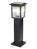 LÁMPARA TIPO BOLARDO EXTERIOR CON 2 OPCIONES 1XE27 Y PANEL SOLAR 3W, CCT 30K,40K,60K, INCLUYE CONTROL REMOTO, PROTECCION IP43.