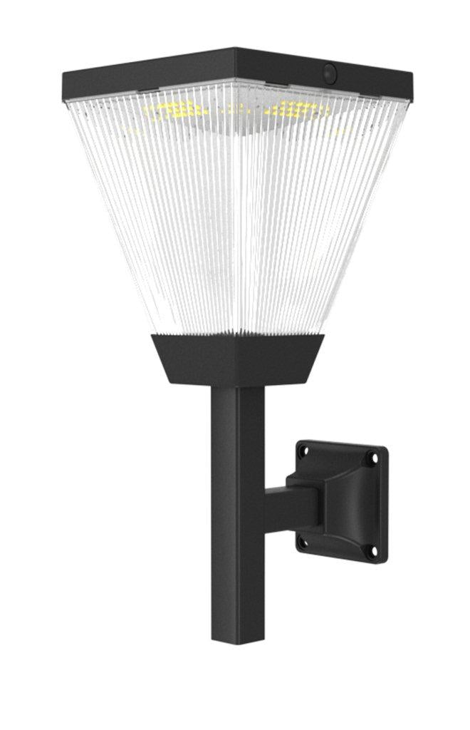 LÁMPARA DE PARED EXTERIOR SOLAR LED 4W, EMITE 1000LM, SWITCH CCT: 30K,40,60K, ACABADO NEGRO.