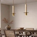 Lámpara Colgante Decorativa 1XGU10- Acabado Brass/ Piedra Traverina.