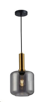 Lámpara Colgante Decortaiva 1Xe27-40W Acabado Golden/ Pantalla Vidiro Ahumado.
