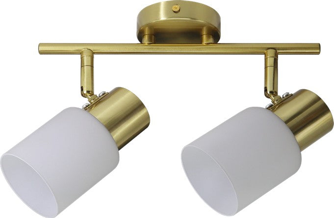 LÁMPARA DE PARED O TECHO DECORATIVA 2XE7-40W (NO INCLUIDO),ACABADO BRASS / METAL VIDRIO.