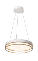 LÁMPARA DE TECHO COLGANTE  DECORATIVA LED, 38W, INTERRUPTOR PARA AJUSTE DE TONALIDAD DE LUZ CCT 30K, 40K,60K, 110-240V, 50-60HZ, GRADO DE PROTECCION IP20, ACABADO BLANCO.