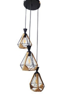 LÁMPARA DE TECHO COLGANTE DECORATIVA 3XE27-40W,110-240V, 50-60HZ, GRADO DE PROTECCION IP20, ACABADO NEGRO + CUERDA.