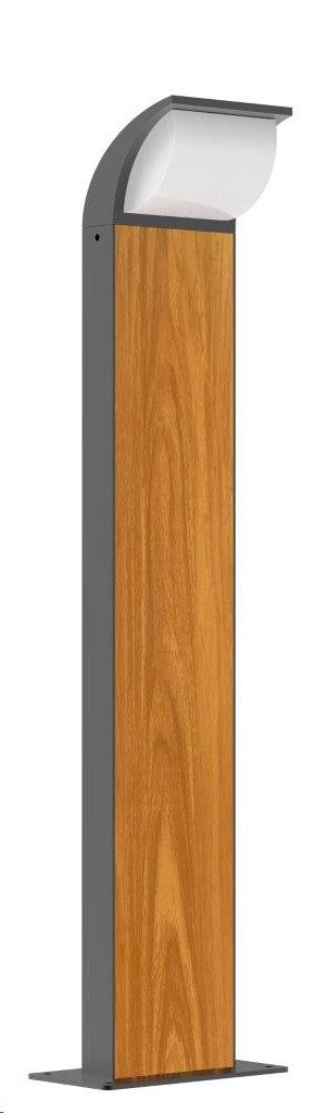 LÁMPARA TIPO BOLARDO EXTERIOR DECORATIVO MODERNO LED 13W, 940LM, 3000K, 100-240V, 50-60HZ, IP65, SMD2835, ACABADO GRIS.