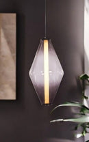 Lámpara Techo Colgante Decorativa LED 10W Acabado Brass + vidrio Ahumado.