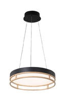 LÁMPARA DE TECHO COLGANTE  DECORATIVA LED, 38W, INTERRUPTOR PARA AJUSTE DE TONALIDAD DE LUZ CCT 30K, 40K,60K, 110-240V, 50-60HZ, GRADO DE PROTECCION IP20, ACABADO NEGRO..