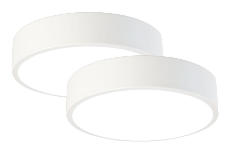 LÁMPARA DE TECHO TIPO PLAFON EMPAQUE DUO, LED 12W, INTERRUPTOR PARA ELEGIR TONALIDAD DE LUZ CCT: 30K,40K,60K, 110-240V, ACABADO BLANCO.