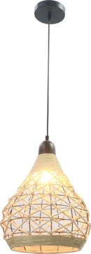 LÁMPARA TECHO COLGANTE DECORACTIVA 1XE27-40W, 110-240V, 50-60HZ, GRADO DE PROTECCION IP20, ACABADO NEGRO +  MATERIAL METAL + CUERDA TEJIDA.