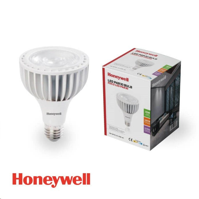 FOCO LED PAR30 -E27, 30W, 3100LM, 4000K, 100-277V, 50-60HZ, CRI80,PF0.5 RA80, ACABADO BLANCO.