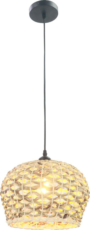 LÁMPARA DE TECHO COLGANTE DECORATIVA 1XE27-40W, 110-240V, 50-60HZ, GRADO DE PROTECCION IP20, ACABADO NEGRO +  MATERIAL METAL + CUERDA TEJIDO.