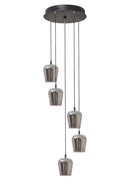 LÁMPARA DE TECHO COLGANTE DECORATIVA LED 22W, TONALIDAD 2700K, 110-240V 50-60HZ, ACABADO NEGRO +  VIDRIO SMOKY.