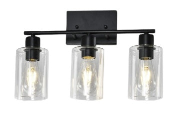 LÁMPARA DE PARED DECORATIVA 3XE27-40W, 110-240V, 50-60HZ, GRADO DE PROTECCION IP20, ACABADO NEGRO.