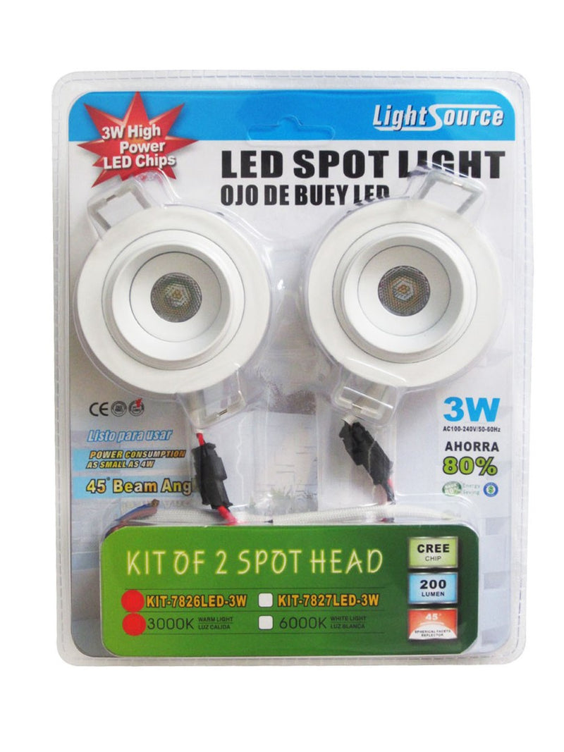 LAMPARA DE TECHO SPOT 3W (2PACK) 6000K 110-240V