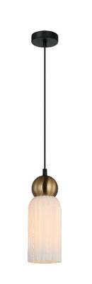 LÁMPARA DE TECHO COLGANTE DECORATIVA 1XE27-40W (NO INCLUIDO) 110-240V, 50-60HZ, GRADO DE PROTECCION IP20, ACABADO BLANCO + BRASS.