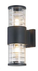 LÁMPARA DE PARED EXTERIOR UP&DOWN 2XE27-60W,110-240V, 50-60HZ, GRADO DE PROTECCION IP44, ACABADO NEGRO.