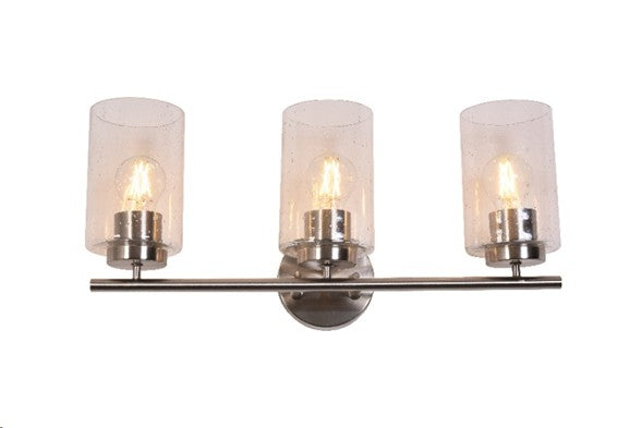 LÁMPARA DE PARED DECORATIVA 3XE27-40W (NO INCLUIDO), ACABADO SATIN NICKEL/ METAL VIDRIO