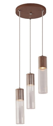 LAMPARA COLGANTE DECORATIVA 3XGU10-25W ACABDO COFFE METAL VIDRIO