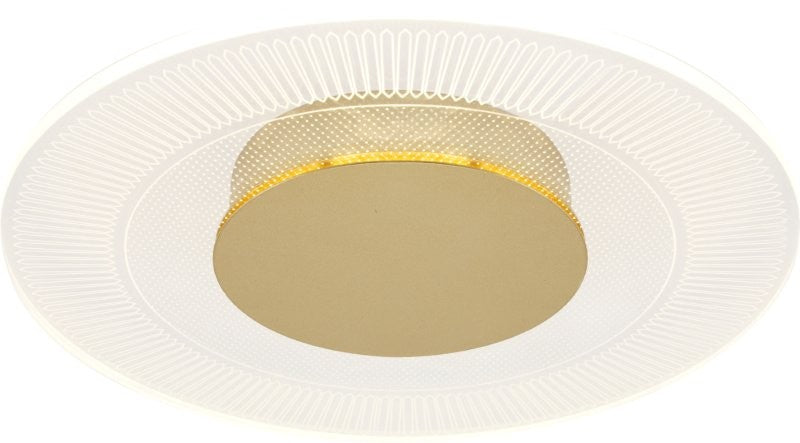 LÁMPARA DE TECHO O PARED DECORATIVA LED 8W, TONALIDAD DE 3000K, 110-240V, 50-60HZ, GRADO DE PROTECCION IP20, ACABADO DORADO.