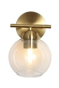 LÁMPARA DE PARED DECORATIVA 1XE27-40W (NO INCLUIDO),ACABADO BRASS / METAL VIDRIO.